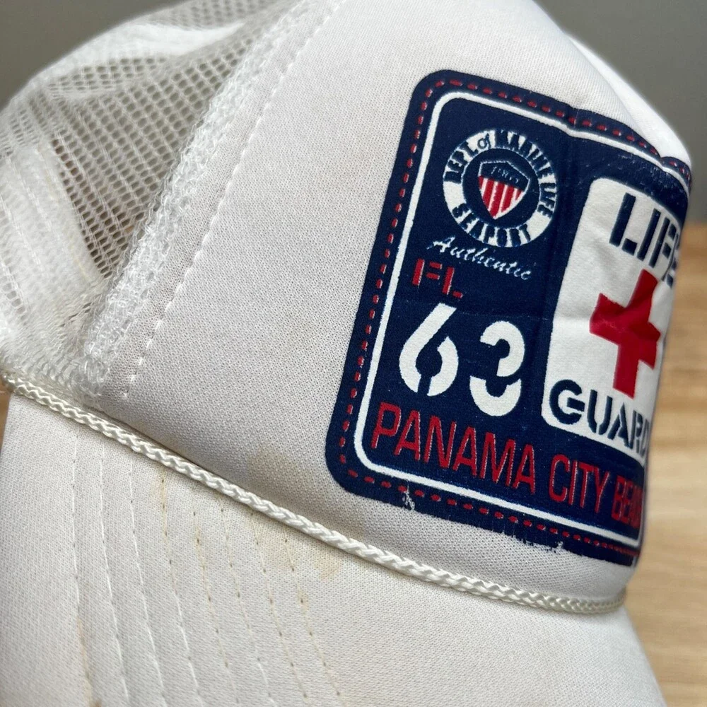 Panama Beach Hat‎ Mens Adjustable White Snapback Trucker Cap Ocean Sea Florida